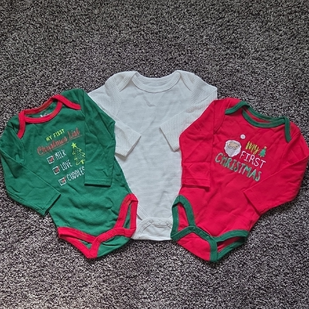 Festive Holiday Baby Bodysuit Set - Green, Red, and White
